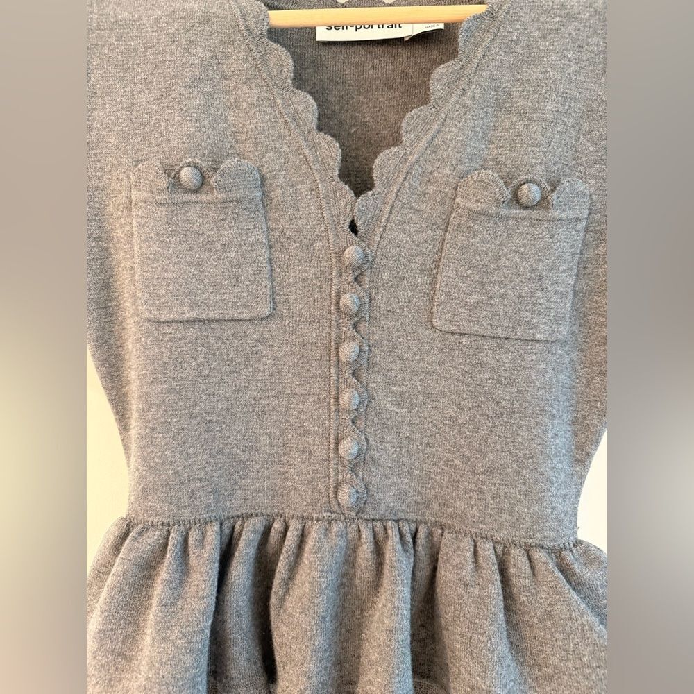 Self-Portrait Gray Peplum Midi Dress - Picture 10 of 14